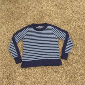 Title Nine Sweater Women's Medium Blue Stripes Crewneck Knit Pullover